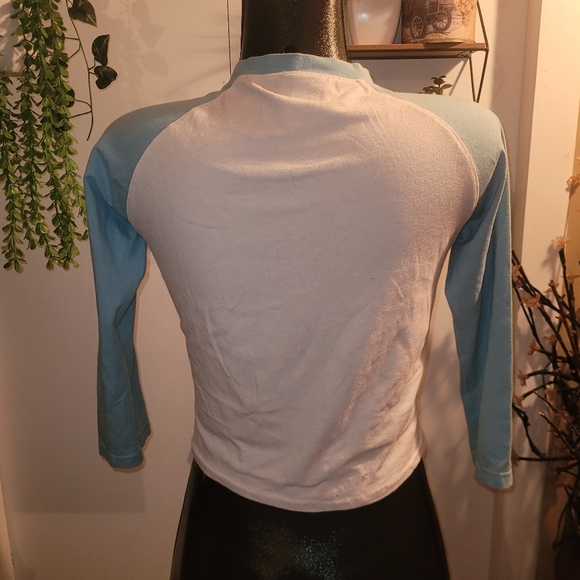 Nike White and Blue Raglan Sleeve Cropped Top M - Picture 6 of 6